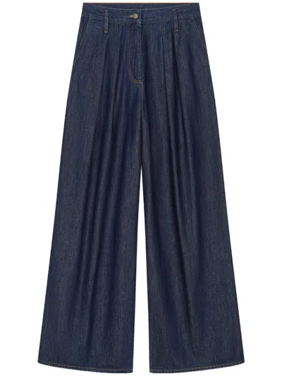Dries Van Noten Pleated Wide-leg Jeans In Blue