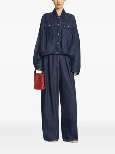 Dries Van Noten Pleated Wide-leg Jeans In Blue