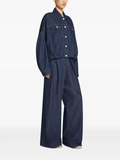 Dries Van Noten Pleated Wide-leg Jeans In Blue