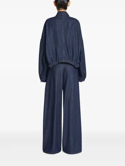 Dries Van Noten Pleated Wide-leg Jeans In Blue