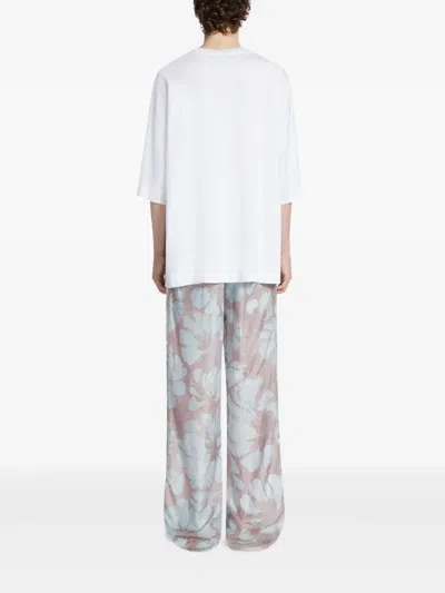 Dries Van Noten Flower-print Oversized T-shirt In Gray