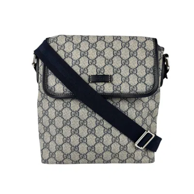 Pre-owned Gucci Beige Navy Canvas Gg Supreme Shoulder Bag ()