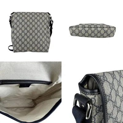 Pre-owned Gucci Beige Navy Canvas Gg Supreme Shoulder Bag ()