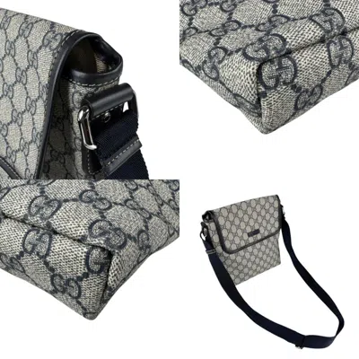 Pre-owned Gucci Beige Navy Canvas Gg Supreme Shoulder Bag ()