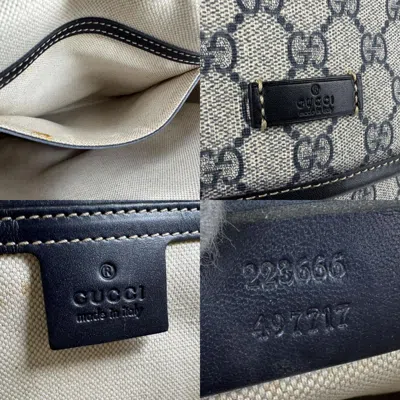 Pre-owned Gucci Beige Navy Canvas Gg Supreme Shoulder Bag ()