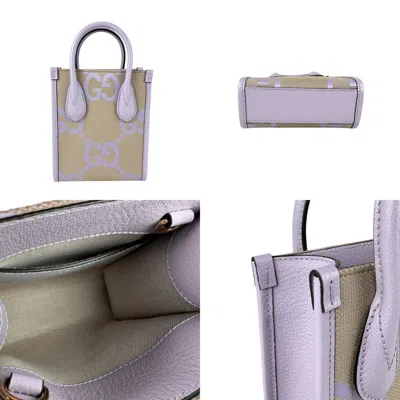 Pre-owned Gucci Beige Purple Gg Canvas Handbag Shoulder Bag ()