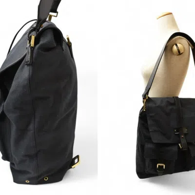 Pre-owned Gucci Black Cotton Canvas Shoulder Bag Sling Bag ()