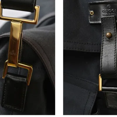 Pre-owned Gucci Black Cotton Canvas Shoulder Bag Sling Bag ()
