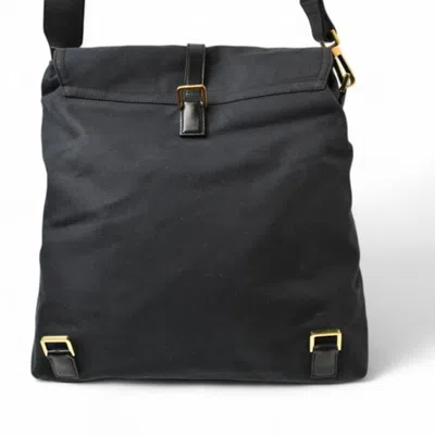Pre-owned Gucci Black Cotton Canvas Shoulder Bag Sling Bag ()
