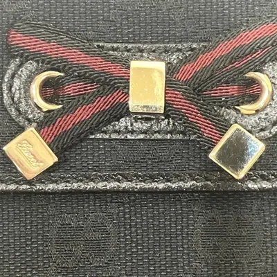 Pre-owned Gucci Black Red Color Gg Canvas Wallet (bi-fold) () In Multi