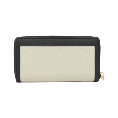 Pre-owned Gucci Black White Gg Leather Long Wallet (bi-fold) () In Multi