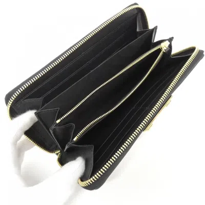Pre-owned Gucci Black White Gg Leather Long Wallet (bi-fold) () In Multi