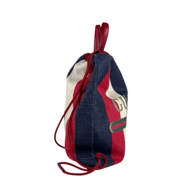Pre-owned Gucci Blue Red Color White Backpack ()