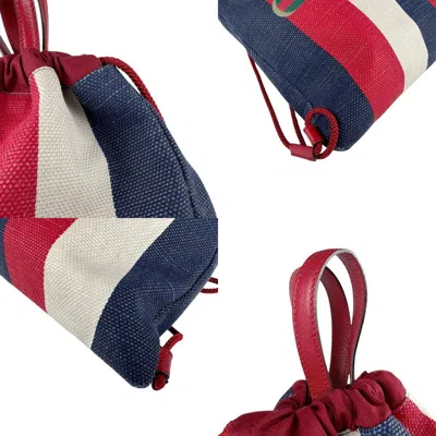 Pre-owned Gucci Blue Red Color White Backpack ()