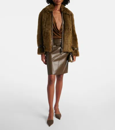 Tom Ford Fur Short Jacket Belted Waist In Black