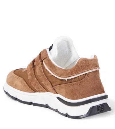 Dolce & Gabbana Dg Running Suede And Mesh Sneakers In Brown