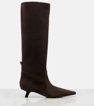 Brunello Cucinelli Monili Suede Knee-high Boots In Brown