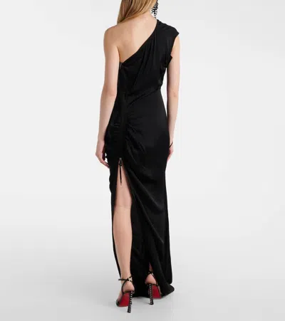 Vivienne Westwood Long One Shoulder Draped Satin Dress In Black