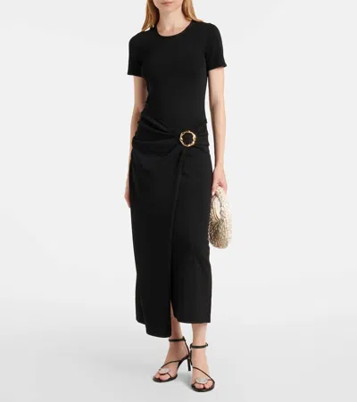 Simkhai Women's Short Sleeve Soren Knit Midi Dress In Black In Black