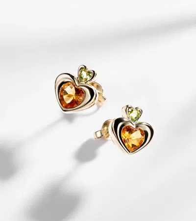 Roxanne First 14kt Gold Single Earring With Citrine And Peridot In Gold