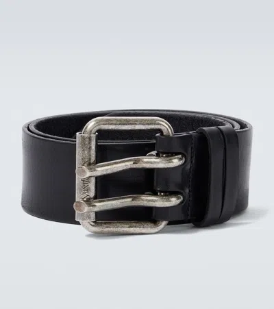 Saint Laurent Motorcycle Leather Belt In Black