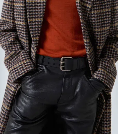 Saint Laurent Motorcycle Leather Belt In Black