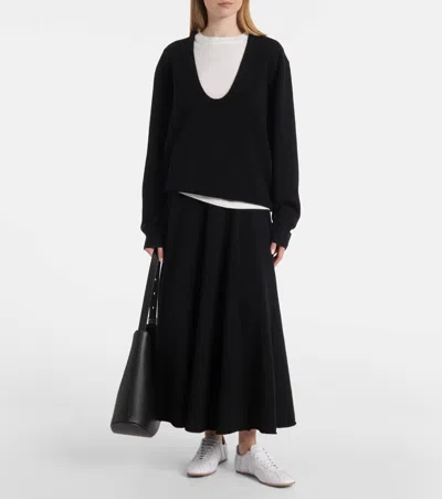 Extreme Cashmere Black Stretch Cashmere Blend Skirt In Black