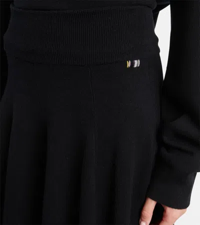 Extreme Cashmere Black Stretch Cashmere Blend Skirt In Black