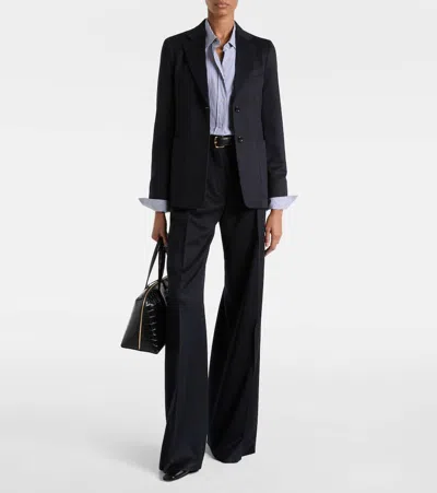 Max Mara Wool Blend Secolo High Waist Trousers In Blue