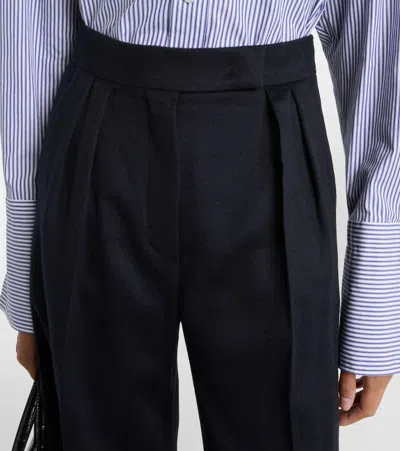 Max Mara Wool Blend Secolo High Waist Trousers In Blue