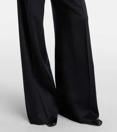 Max Mara Wool Blend Secolo High Waist Trousers In Blue