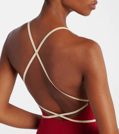 Eres Reinette Sharon Belted Two-tone Swimsuit In Brown