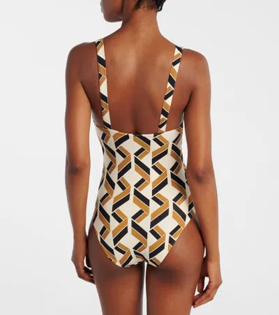 Eres 'party' Geometric Cut-out Swimsuit With Deep V-neck In Multi