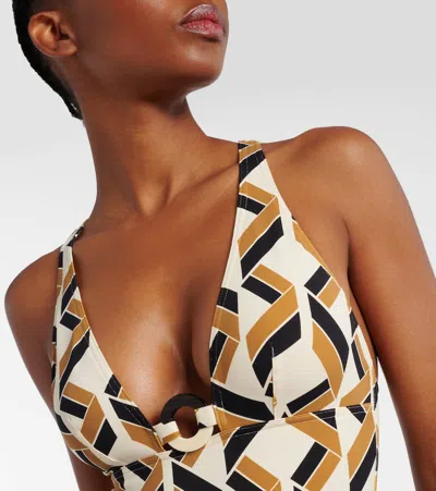 Eres 'party' Geometric Cut-out Swimsuit With Deep V-neck In Multi