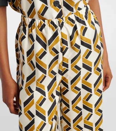 Eres Tube Patterned Silk Twill Wide-leg Pants In Brown