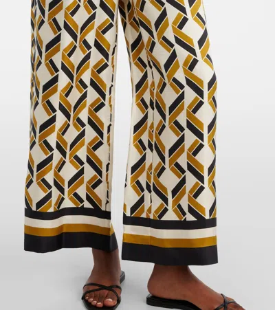 Eres Tube Patterned Silk Twill Wide-leg Pants In Brown