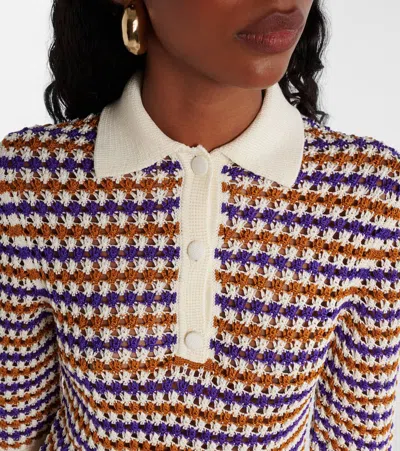 Eres Comeback Open-knit Cotton-blend Polo Shirt In Multi