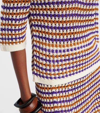 Eres Comeback Open-knit Cotton-blend Polo Shirt In Multi