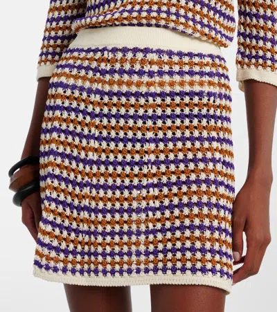 DESIGN棉质混纺网眼针织迷你半身裙