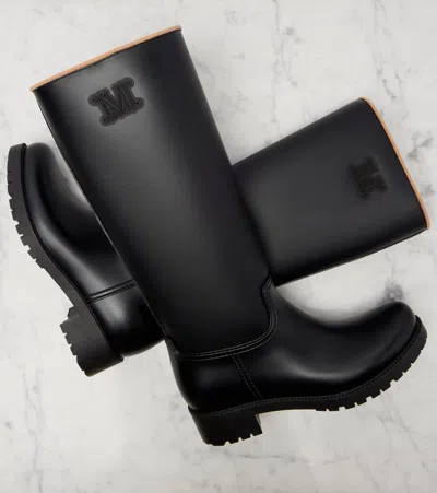 Max Mara Monogram Rain Boots In Black
