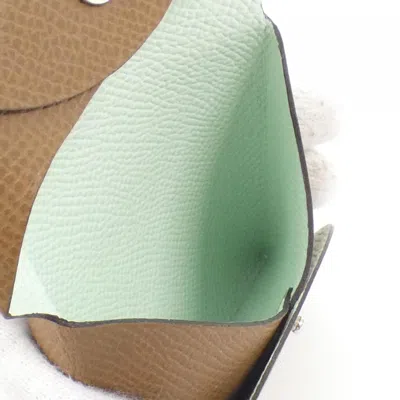 Pre-owned Hermes Alezan Vert Epsom Leather Coin Purse/coin Case ()
