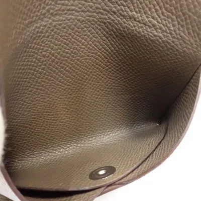 Pre-owned Hermes Etoupe Gray Epsom Leather Coin Purse/coin Case ()