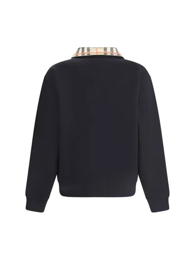 Burberry Mens Logo-embroidered Funnel-neck Cotton Sweatshirt Black Xl In Black