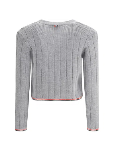 Thom Browne Ladder Full Needle Rib Stitch V Neck Car In Multi
