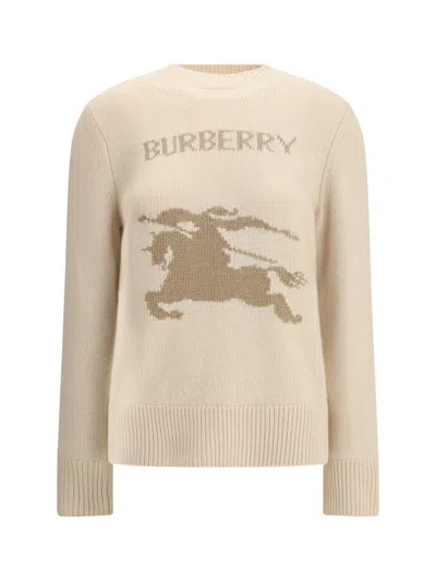 Burberry Equestrian Knight Wool Sweater In Neutral