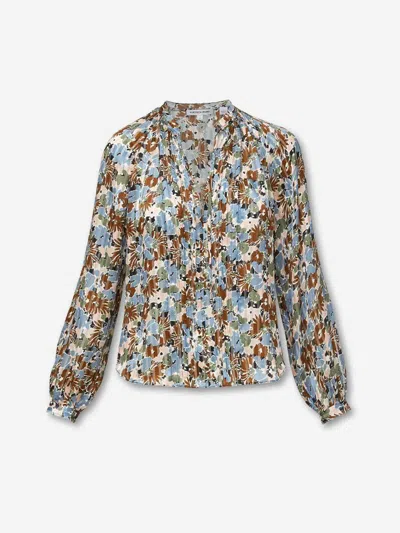 Veronica Beard Linds Floral-print Silk Blouse In Brown