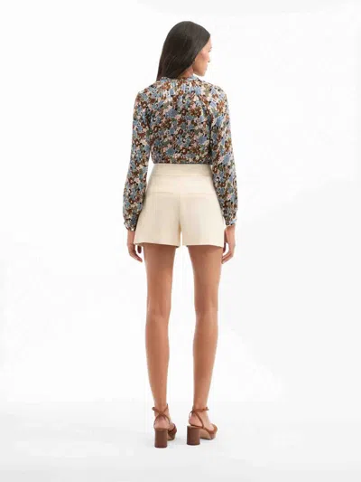 Veronica Beard Linds Floral-print Silk Blouse In Brown