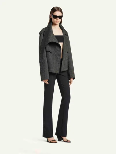 Courrèges Oversized-collar Cropped Jacket In Gray