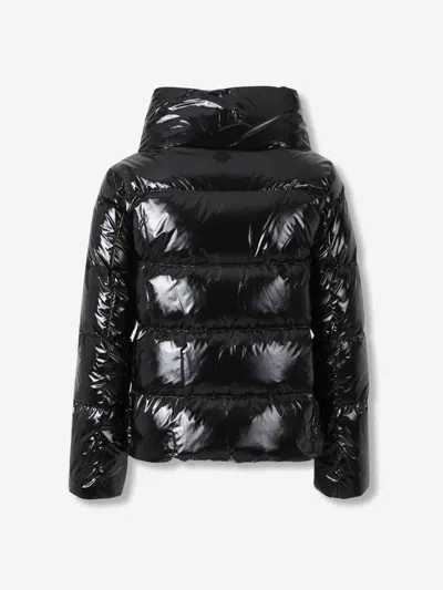 Herno Glossy Hooded Down Coat With Quilted Design In Black