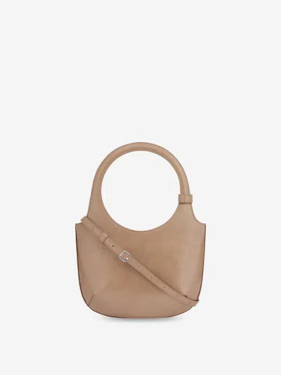 Courrèges Holy Rounded Handle Leather Shoulder Bag In Nude